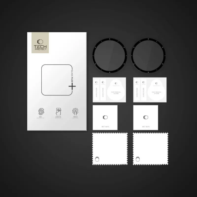 Tech-Protect Glass Flex+ Hybrid-Glas-Displayschutz für Garmin Venu 3 (2er-Pack, schwarzer Rand)