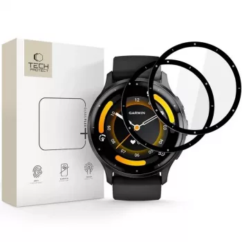 Tech-Protect Glass Flex+ Hybrid-Glas-Displayschutz für Garmin Venu 3 (2er-Pack, schwarzer Rand)