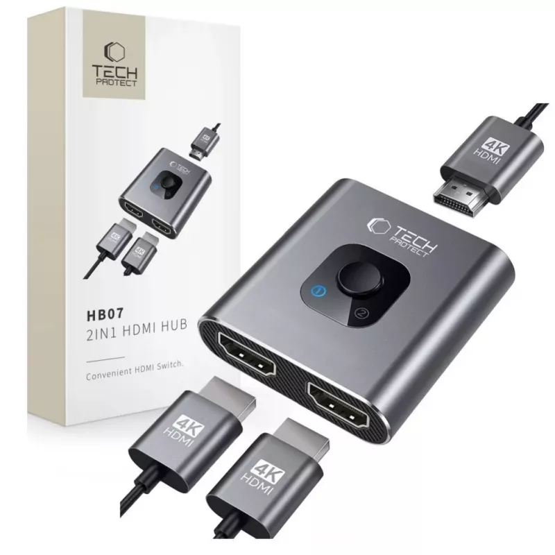 Tech-Protect HB07 USB-C Hub Adapter 2-in-1 HDMI 4K 60Hz - Grau