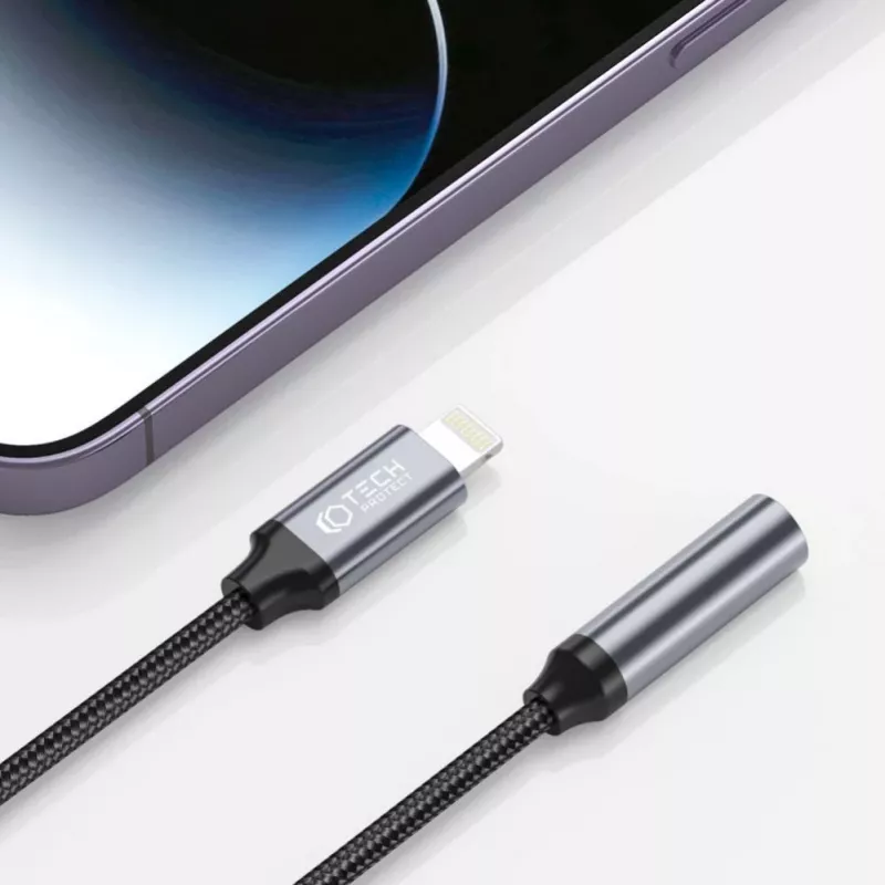 Tech-Protect Lightning (Stecker) auf 3,5-mm-Klinke (Buchse) Adapter - Weiß