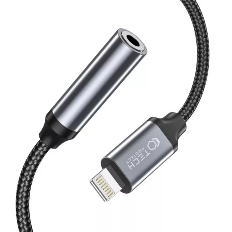 Tech-Protect Lightning (Stecker) auf 3,5-mm-Klinke (Buchse) Adapter - Weiß