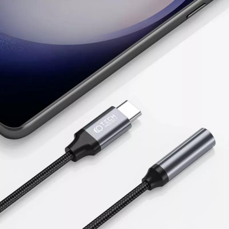 Tech-Protect USB-C auf 3,5 mm Mini-Klinke Audio-Adapter (Buchse) - Schwarz