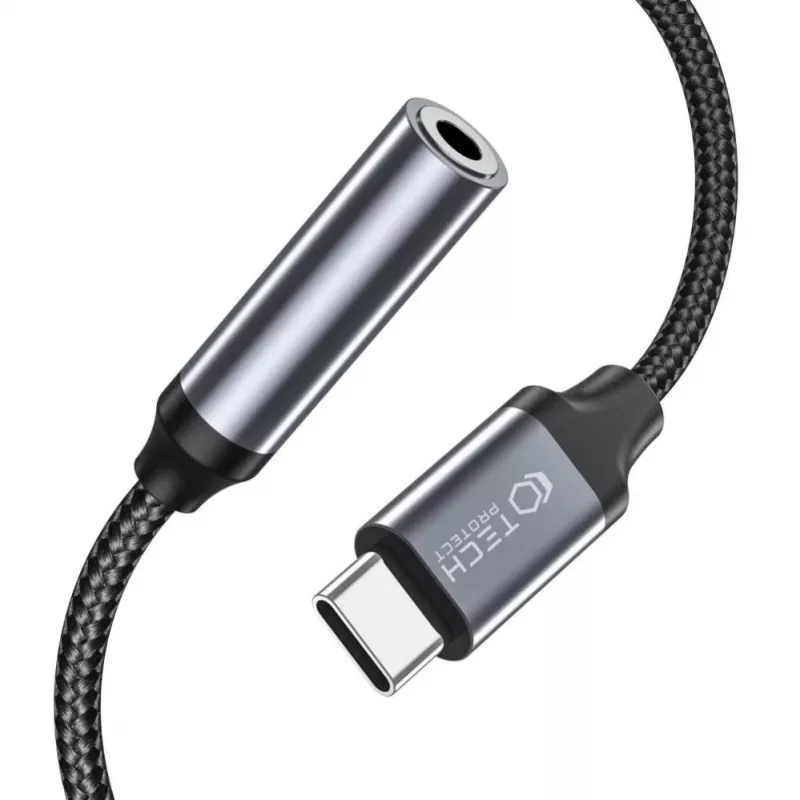 Tech-Protect USB-C auf 3,5 mm Mini-Klinke Audio-Adapter (Buchse) - Schwarz