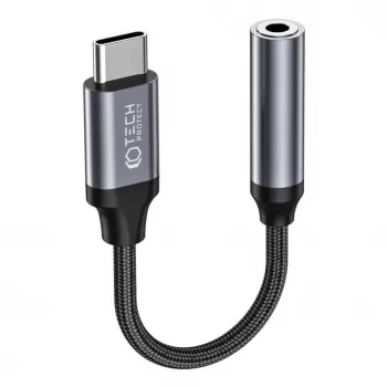Tech-Protect USB-C auf 3,5 mm Mini-Klinke Audio-Adapter (Buchse) - Schwarz