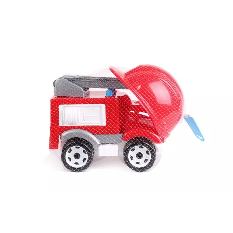 TECHNOK Feuerwehrauto mit Leiter, Helm und Feuerwehrmann 3978