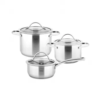 TEESA COOK EXPERT MASTER 6-teiliges Edelstahl-Kochgeschirr-Set mit Deckeln, induktionsgeeignet