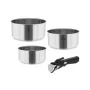 TEESA COOK EXPERT SINGLE HAND Kochgeschirr-Set mit abnehmbarem Griff, 7-teilig, Ø20/24 cm, antihaftbeschichtet, Induktion, Schwarz