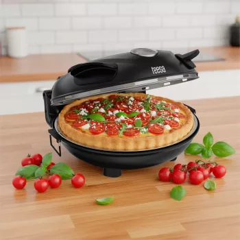 TEESA SUPREME Pizzaofen, 1200 W, 32 cm, Sichtfenster, herausnehmbarer Stein