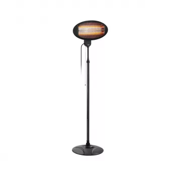 TEESA TSA8050 Elektrische Terrassenheizung 2000W Infrarot-Halogen-Heizung mit Fernbedienung, Wand-/Deckenmontage, IP24, Schwarz/Silber