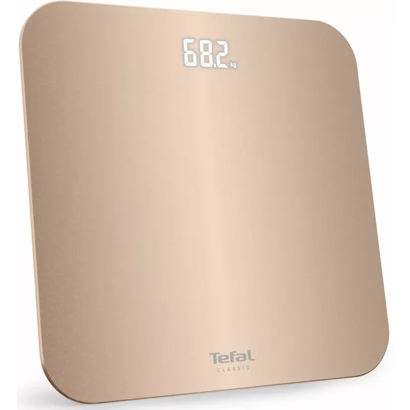 Tefal Classic PP1900V0 Elektronische Personenwaage – Quadratisch Beige, 160 kg, Gehärtete Glasplattform, Step-on-Aktivierung