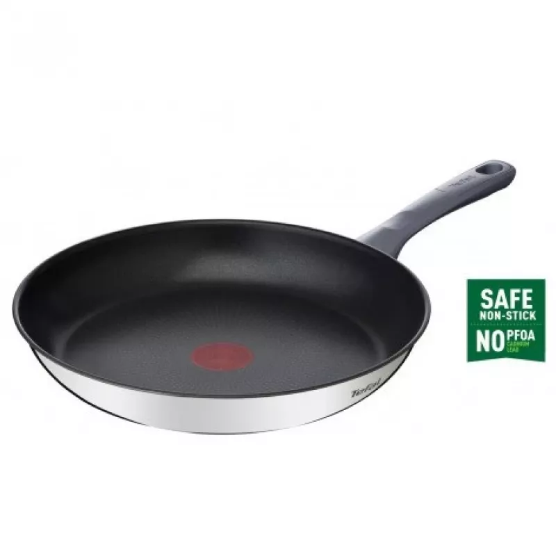 Tefal Daily Cook G7300455 24 cm Bratpfanne, Edelstahl, Titanium 2X Antihaft, Thermo-Signal, für alle Herdarten