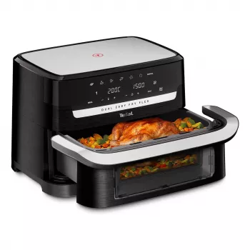 Tefal EY9228 Dual Easy Fry Flex Heißluftfritteuse & Grill, 6,5L Dual Zone, 1700W, Schwarz/Silber
