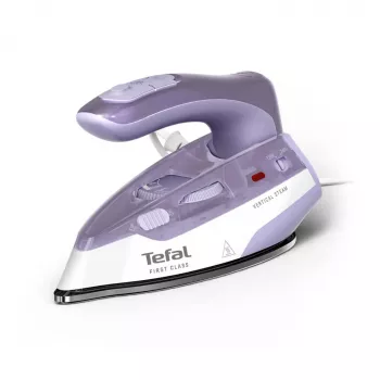 Tefal First Class DB1612E0 Reisebügeleisen - 1100 W, Edelstahlsohle, Doppelspannung, 70 ml Tank, Weiß/Blau