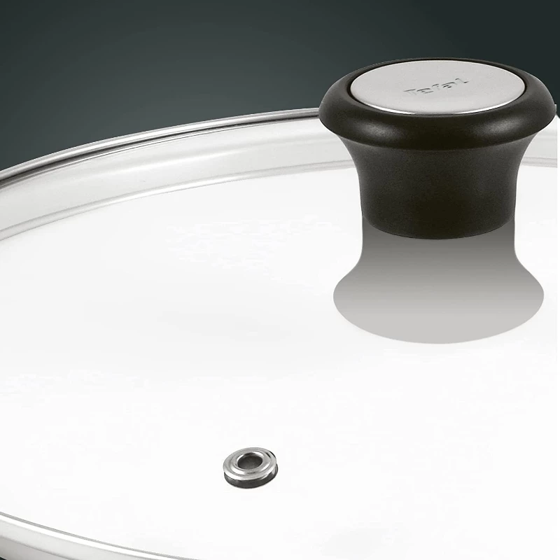 Tefal Glasdeckel Ø30cm – Deckel aus gehärtetem Glas für Kochgeschirr mit Dampföffnung, Edelstahlrand, spülmaschinenfest