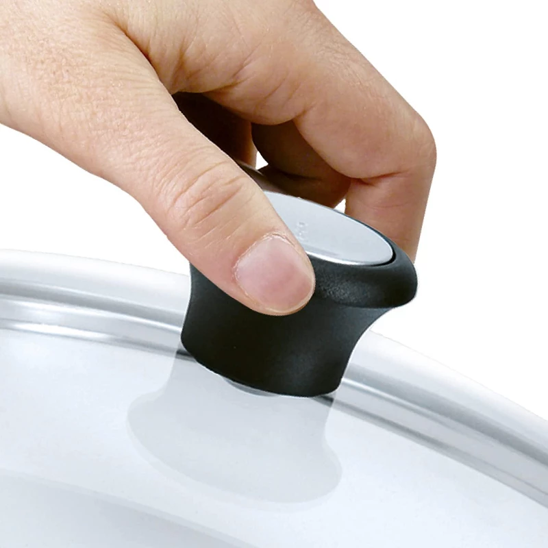 Tefal Glasdeckel Ø30cm – Deckel aus gehärtetem Glas für Kochgeschirr mit Dampföffnung, Edelstahlrand, spülmaschinenfest