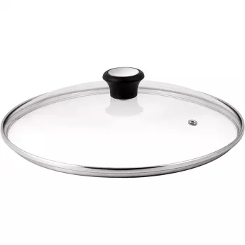 Tefal Glasdeckel Ø30cm – Deckel aus gehärtetem Glas für Kochgeschirr mit Dampföffnung, Edelstahlrand, spülmaschinenfest