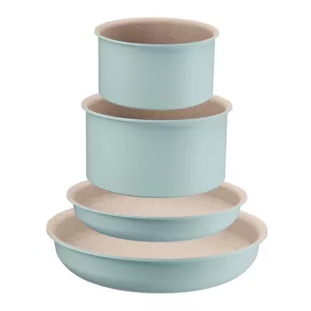 Tefal Ingenio Eucalyptus 5-teiliges Kochgeschirr-Set mit abnehmbaren Griffen, Titan-Antihaftbeschichtung, induktionsgeeignet, Schwarz/Grau