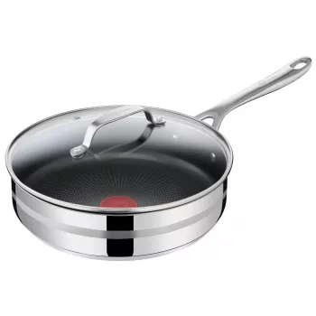 TEFAL Jamie Oliver Premium Edelstahl-Bratpfanne 28 cm mit Titan-Antihaftbeschichtung und Glasdeckel