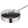 TEFAL Jamie Oliver Premium Edelstahl-Bratpfanne 28 cm mit Titan-Antihaftbeschichtung und Glasdeckel