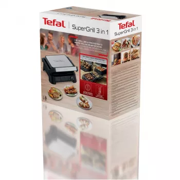 Tefal SuperGrill 3-in-1 GC510DE0 Kontaktgrill, 2000 W, Silber/Schwarz