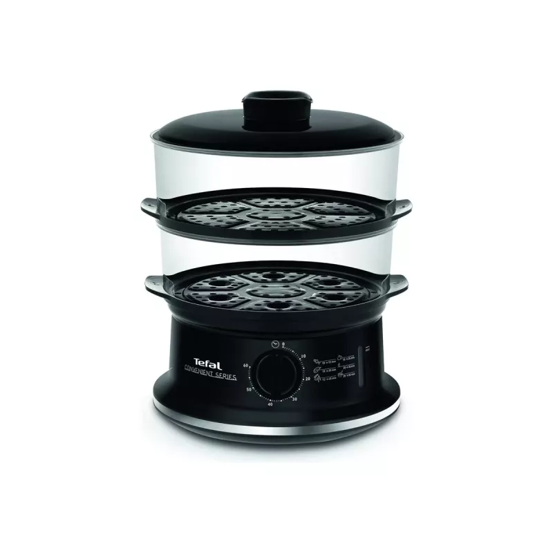 Tefal VC140135 Convenient Dampfgarer, 2 Körbe, 6,5 L, 900 W, Schwarz