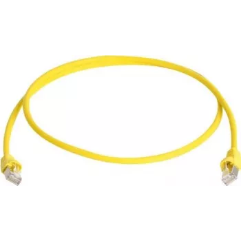 Telegärtner 100008173 CAT 5e F/UTP RJ45 Patchkabel, 0,5 m, Gelb, flammhemmend, mit Knickschutz