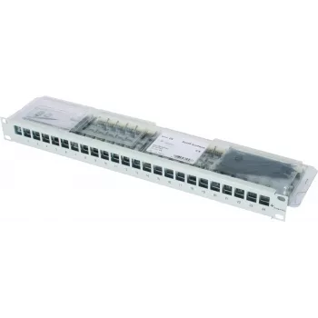 TELEGÄRTNER 19 inch 1U modulares Patchpanel mit 24 AMJ-S Cat.6A geschirmten Modulen, T568A, werkzeuglose IDC, RJ45/RJ11/RJ12 J02023A0039