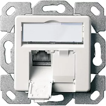 Telegärtner AMJ45 8/8 K Up/50 Cat.6A Unterputz-Datendose, 2x RJ45, geschirmt, Perlweiß RAL 1013 J00020A0501