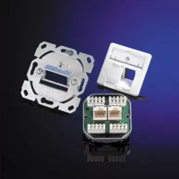 Telegärtner AMJ45 8/8 K Up/50 Cat.6A Unterputz-Datendose, 2x RJ45, geschirmt, Perlweiß RAL 1013 J00020A0501