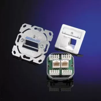 Telegärtner AMJ45 8/8 UP/0 Unterputz-RJ45-Anschlussdose, 2-fach, Cat.6A, geschirmt, Reinweiß J00020A0388