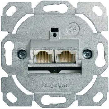 Telegärtner AMJ45 Datenanschlussmodul, 2-Port RJ45, Cat.6A geschirmt, 10G, werkzeuglose IDC, Zinkgehäuse