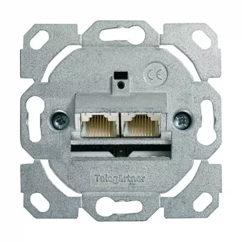 Telegärtner AMJ45 Datenanschlussmodul, 2-Port RJ45, Cat.6A geschirmt, 10G, werkzeuglose IDC, Zinkgehäuse