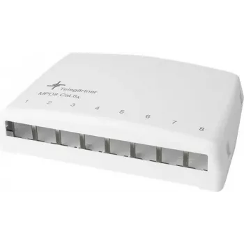 Telegärtner Mini-Verteiler MPD8 AMJ/UMJ TH35/AP - Aufputz-Verteilergehäuse - Alpinweiß - 8 Ports (H02000A0103)
