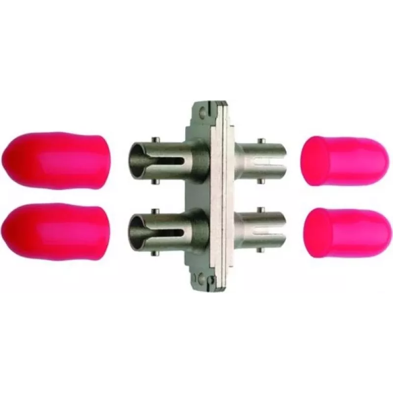 Telegärtner ST-Buchse auf ST-Buchse Duplex Glasfaser-Kupplung, Flanschmontage, Zirkonoxid-Keramik-Ferrule, vernickeltes Messinggehäuse, <0,2 dB Einfügedämpfung J08011A0017