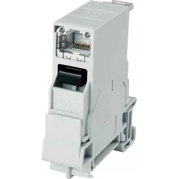 Telegärtner STX DIN-Schienen-Montage RJ45 Cat.6A geschirmtes Modul, Lichtgrau