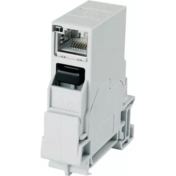 Telegärtner STX RJ45 DIN-Schienen-Dose Cat.6A Geschirmt, Hellgrau