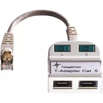 Telegärtner Token Ring Splitter RJ45 Stecker auf 2x RJ45 Buchse geschirmt Hellgrau J00029A0011