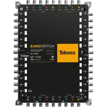 TELEVES EuroSwitch 9x9x24 Cascaded Multiswitch 8 SAT + 1 TER Inputs 24 User Outputs ref. 719604