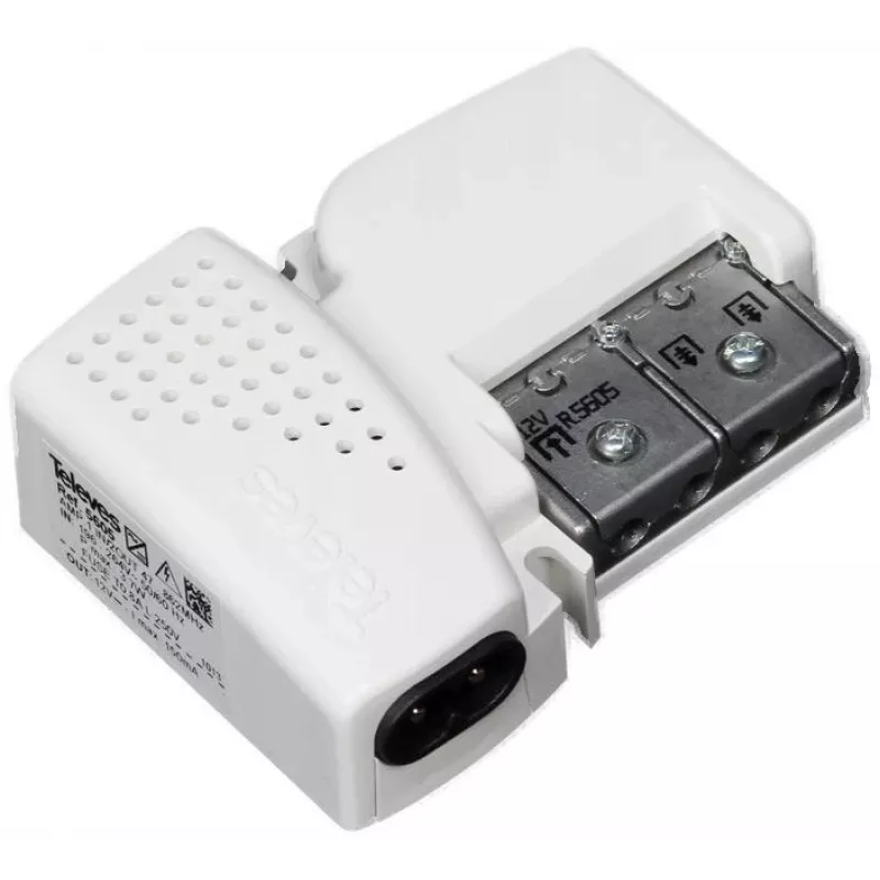 TELEVES PicoKom 1 EC Antennenverstärker, 1 Eingang, 2 Ausgänge, 12 dB Verstärkung, 47-694 MHz, F-Stecker, Innenbereich