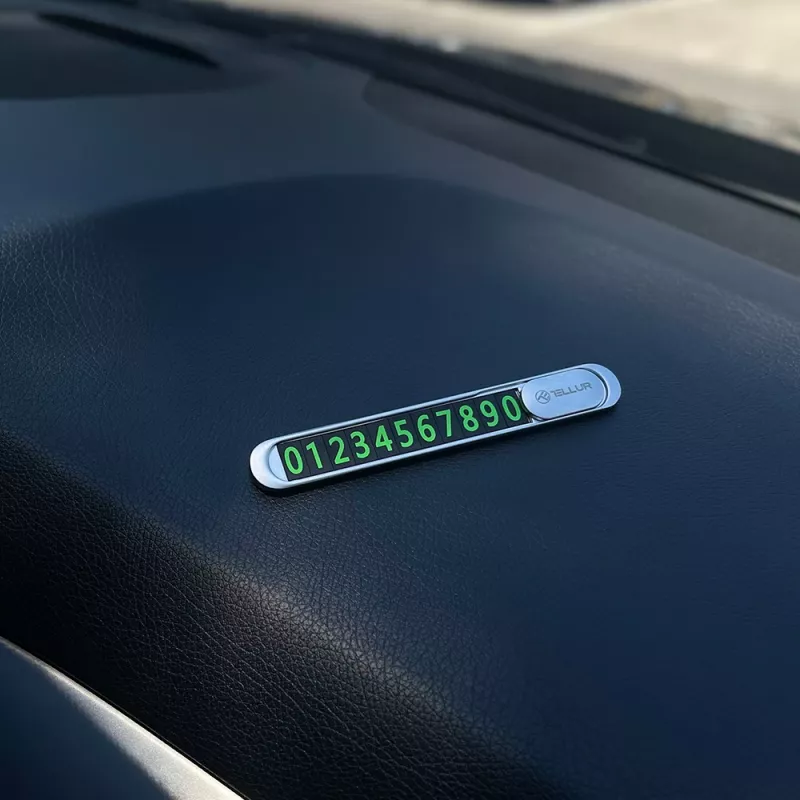 Tellur Temporäre Parkkarte mit Telefonnummer, Metallic-Silber
