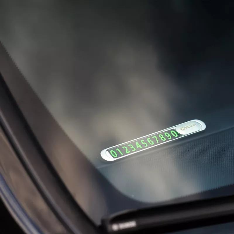 Tellur Temporäre Parkkarte mit Telefonnummer, Metallic-Silber