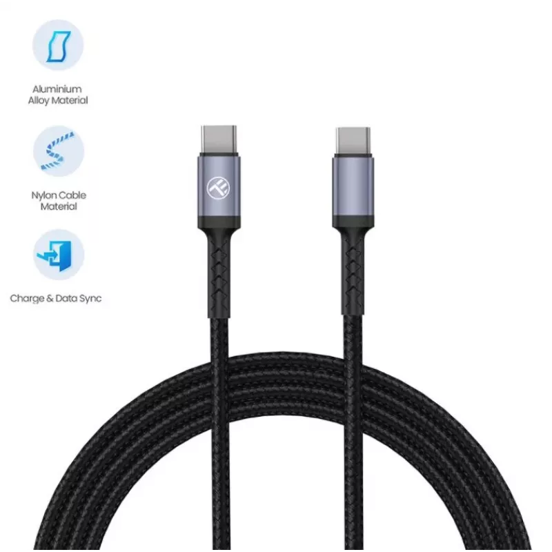 Tellur Type-C auf Type-C Kabel 3A 60W 1m Schwarz