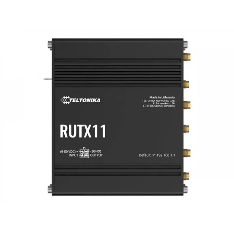 Teltonika RUTX11 4G/LTE Cat 6 Dual-SIM Router, US-Version, Wi-Fi 5, 5x Gigabit Ethernet, GPS, Aluminium, IP30