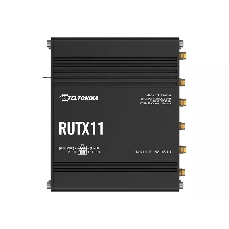 Teltonika RUTX11 4G/LTE Cat 6 Dual-SIM Router, US-Version, Wi-Fi 5, 5x Gigabit Ethernet, GPS, Aluminium, IP30