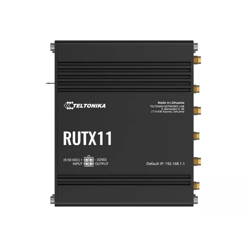 Teltonika RUTX11 4G/LTE Cat 6 Dual-SIM Router, US-Version, Wi-Fi 5, 5x Gigabit Ethernet, GPS, Aluminium, IP30