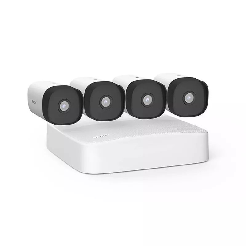Tenda 4-Camera PoE NVR Surveillance Kit K4P-4TR mit 4TB HDD, 4MP Bullet-Kameras, H.265+, IP67, 30m Nachtsicht