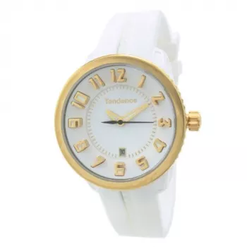 TENDENCE Damenuhr Gulliver Round 2093019 42mm Weißes Silikonarmband