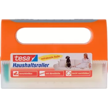 TESA 56511 Tierhaar-Entfernungsroller, extra starkes Klebeband, 56 Blätter, 100 mm Breite, blau/weißer Griff 56511-00000-07