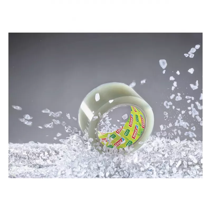 Tesa 58297-00000-01 Transparentes PVC-Verpackungsband, 66 m x 50 mm, Naturkautschuk-Klebstoff, 60 N Zugfestigkeit, 1 Rolle