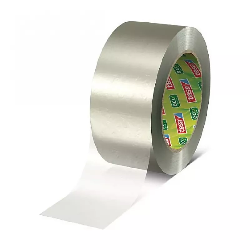 Tesa 58297-00000-01 Transparentes PVC-Verpackungsband, 66 m x 50 mm, Naturkautschuk-Klebstoff, 60 N Zugfestigkeit, 1 Rolle